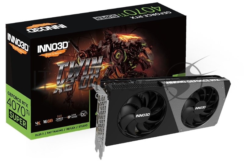 Видеокарта INNO3D RTX 4070 Ti Super Twin X2 OC//RTX4070Ti Super, HDMI, DP*3, 12G,D6X