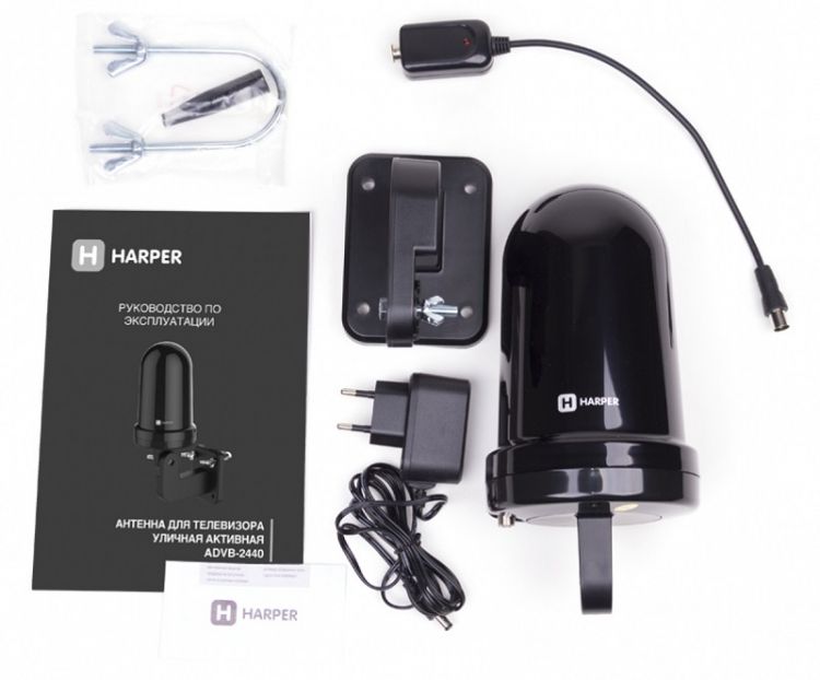 Телевизионная антенна HARPER ADVB-2440 (комнатная, активная, DVB-T2, UHF (470-862 MHz), 30 dB, 75 ,