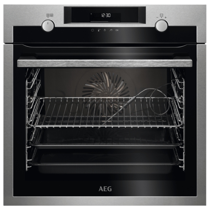 Электрический духовой шкаф встраиваемый с конвекцией AEG, приготовление на пару, объем 71 л, 8 режимов, автопрограммы