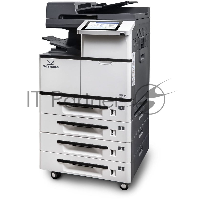 МФУ Катюша M350p принтер/копир/сканер, А3 формат, монохромный, 50 А4/мин, 1200 dpi. Сканер цвет/чб. CPU 1200 МГц, 4 ГБ RAM, Ethernet, USB, USB-host, 8 панель. Тонер в комплекте 10 000 отп. Российская сборка