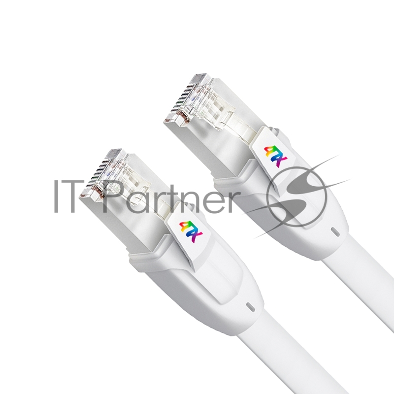 Патч-корд 1.0m LSZH PROF плоский прямой кат.7 ethernet, FTP, медь, белый, литой, экранированные коннекторы, RJ45, T568B, 4PH-R90376