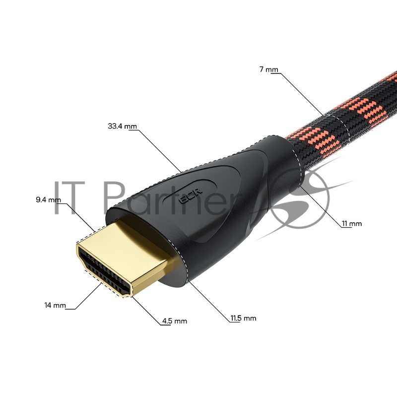 Кабель GCR Premium 1.0m HDMI 2.1, ECO Soft капрон, черно-красный, HDR 4:4:4, Ultra HD, 8K 60Hz/4K*120Hz, 3D, 48 Гбит/с, 3 Х экран с армированием, GCR-54506