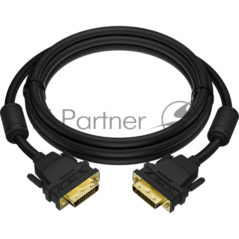 Кабель GCR PROF 1.0m DVI-D, черный, GOLD, ферритовые кольца, OD 8.5mm, 28 AWG, DVI/DVI, 25M/25M, двойной экран, GCR-54237