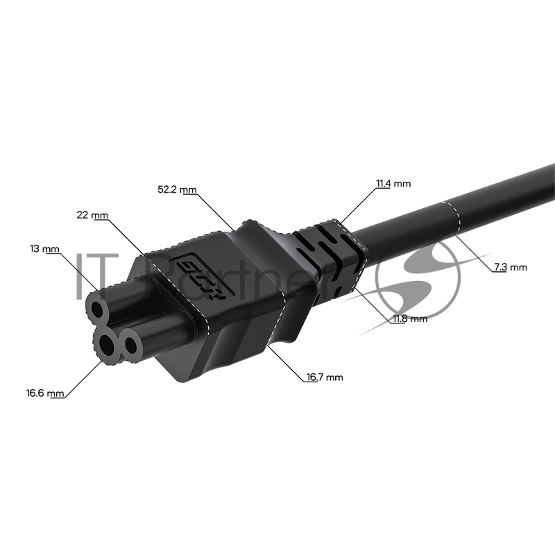 Кабель питания GCR 1.5m, С14 - С5, черный, 3*0,75mm, GCR-55921