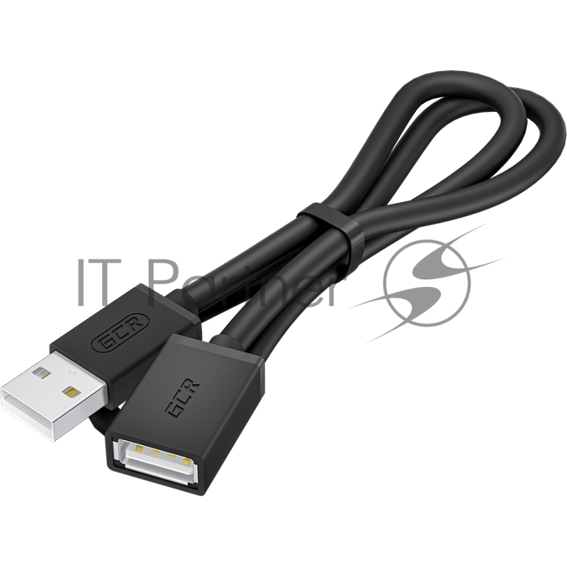 Удлинитель GCR 0.5m USB 2.0 AM/AF, черный, GCR-55067
