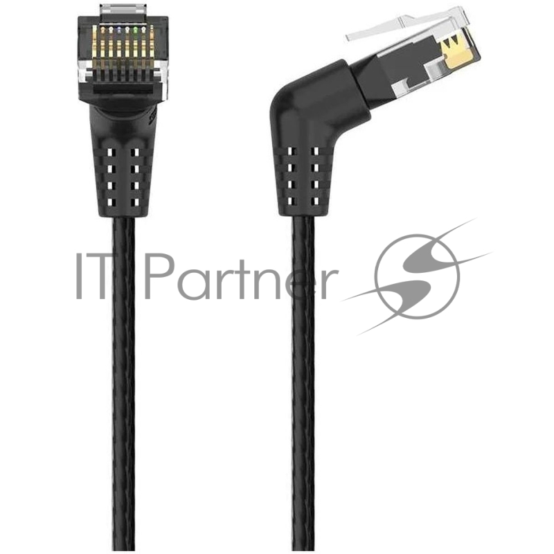 Патч-корд Vention прямой UTP cat.6a, RJ45 угол 90 - 1м. Черный