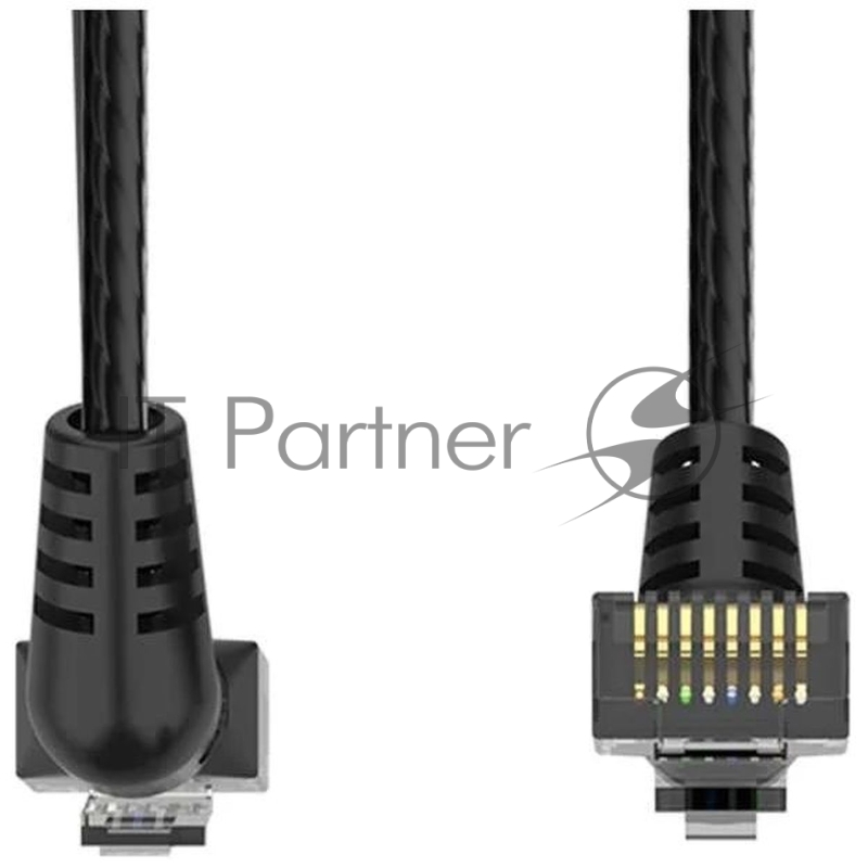 Патч-корд Vention прямой UTP cat.6a, RJ45 угол 90 - 5м. Черный
