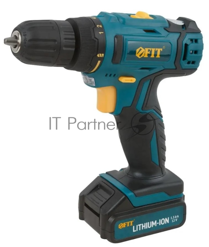 Дрель-Шуруповерт акк. 12 В, 0-400/1450 об/мин, 19 Нм, 1 (Li-Ion) 1,3 Ач, 1,5 ч., рез. накл., коробка