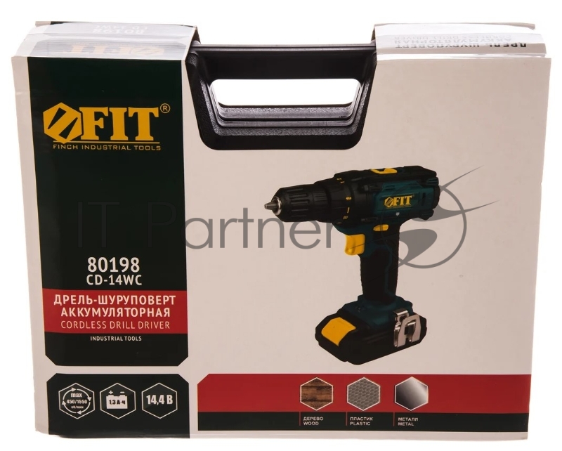 Дрель-Шуруповерт акк. 14,4 В, 0-450/1550 об/мин, 23 Нм, 2 (Li-Ion) 1,3 Ач, 1,5 ч., рез. накл., кейс