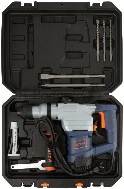 Перфоратор демонтажный MAX-PRO MPRH1100/28 1100 Вт, 900об/мин, 5Дж, 3 режима, Д/Б/М-36/28/13, SDS-PLUS, 4,8 кг, антивибрационная ручка, резиновые вставки, дополни