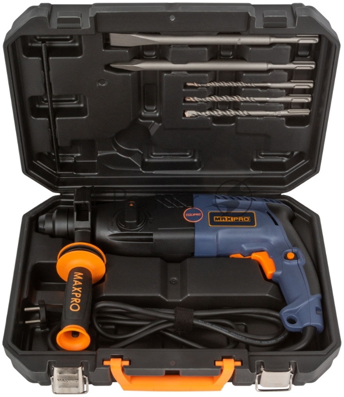 Перфоратор монтажный MAX-PRO MPRH620/24V 620 Вт, 0-1000 об/мин, 2,5 Дж, 3 режима, Д/Б/М-30/24/13, 2,8 кг, SDS-PLUS, антивибрационная ручка, резиновые вставки, рез