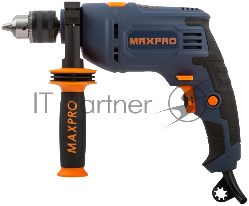 Дрель ударная MAX-PRO 600 Вт, 0-2800 об/мин, ключевой патрон 1,5-13 мм, 1,6 кг, антивибрационная ручка, резиновые вставки, кор.