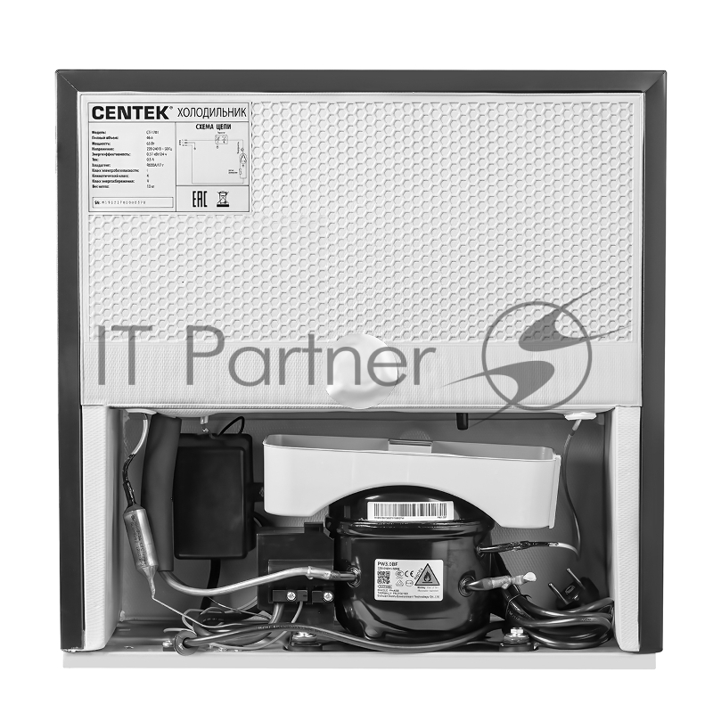 Холодильник Centek CT-1701 (черный) <44л> барный 470x440x495, cтеклянная дверь, A+