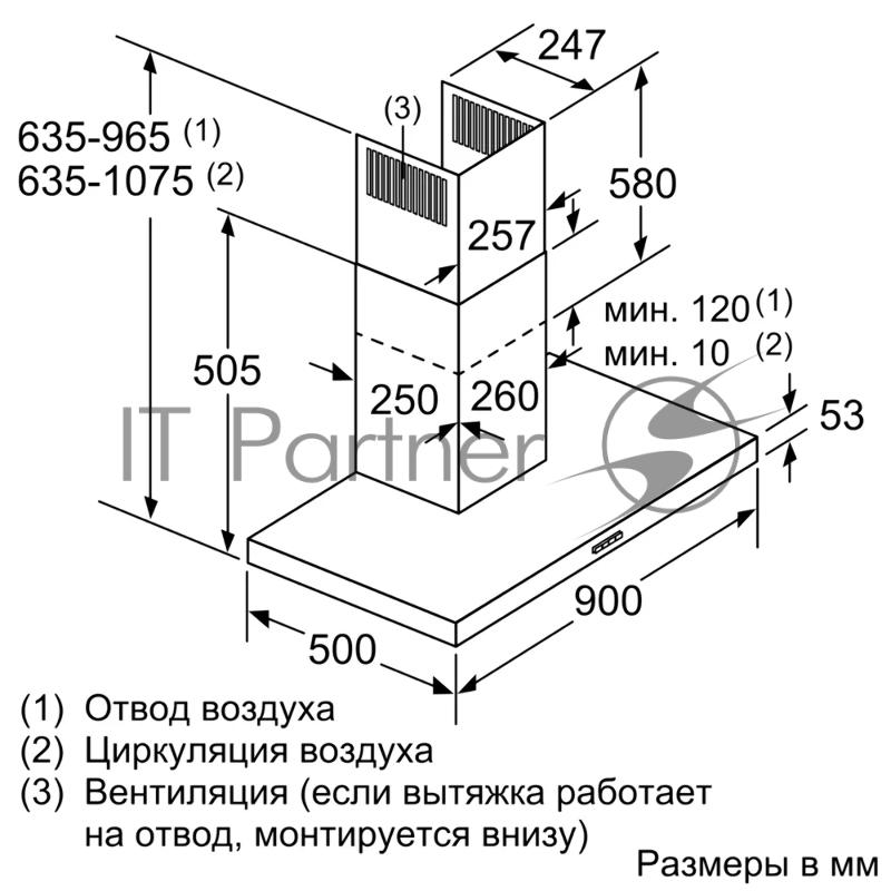 Каминная вытяжка для настенного монтажа Bosch DWB94BC52, 90 см, нерж.сталь, 365 м3/ч