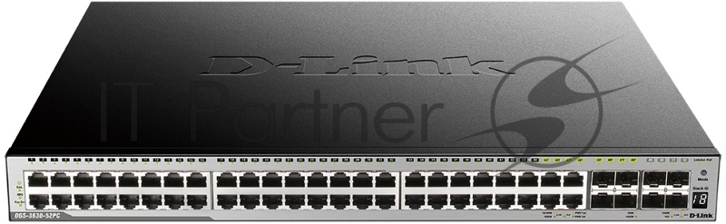 Управляемый L3 PoE-коммутатор D-Link DGS-3630-52PC/A2ASI PROJ стекируемый, 44x1000Base-T, 4x10GBase-X SFP+, 4xCombo 1000Base-T/SFP, ПО SI