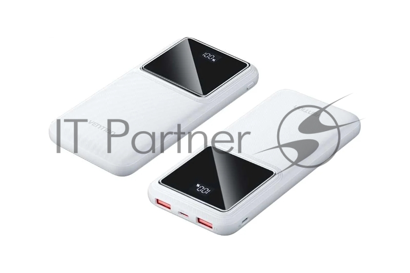 Внешний аккумулятор Vention 10000mAh(M/C-A/A)22.5W Белый с LED Дисплеем