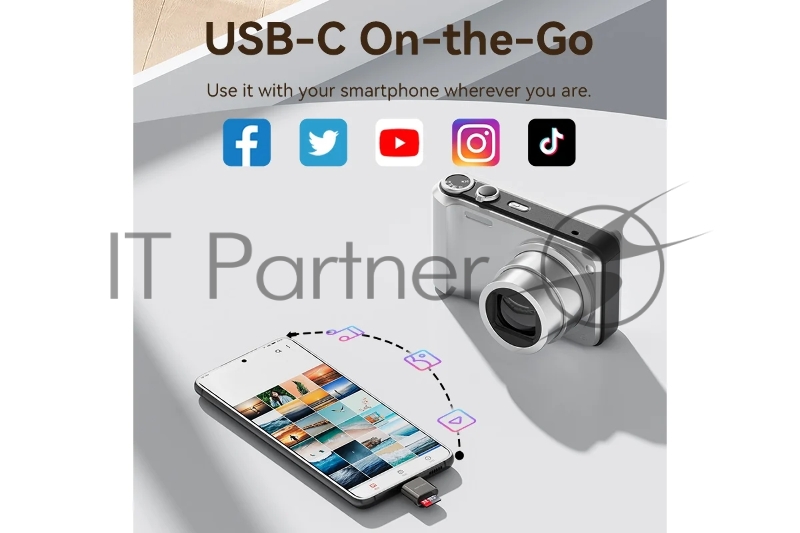 Картридер Vention OTG USB 2.0 CM / MicroSD - Серый