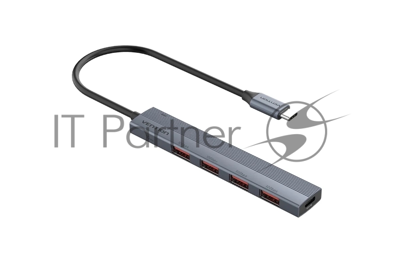 Концентратор Vention OTG USB 3.2 Gen 2 Type-C на 4 USB порта + USB-C PD Серый - 0.15м.