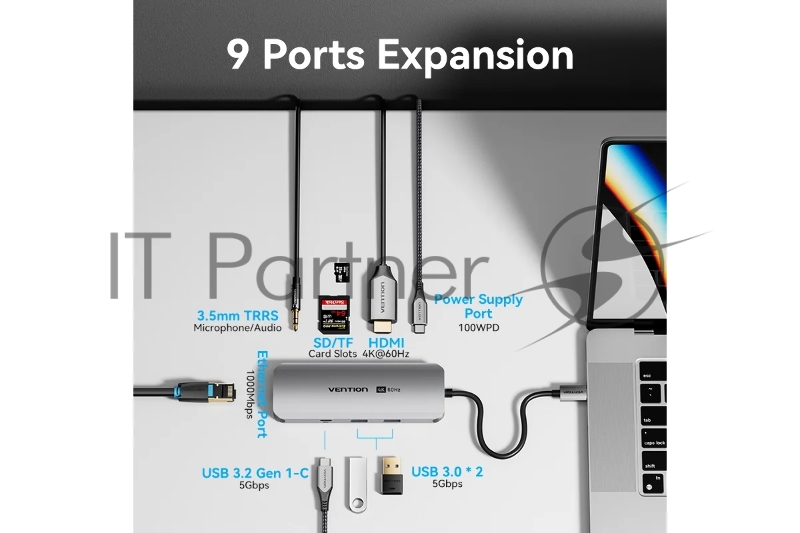 Мультифункциональный хаб Vention USB Type C 9 в 1