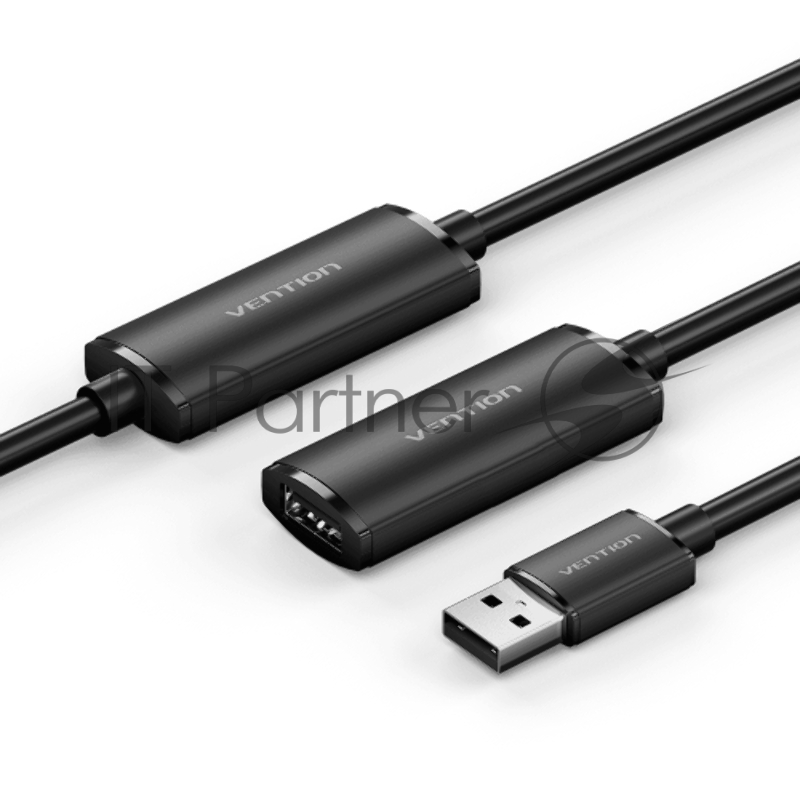 Активный кабель-удлинитель Vention USB 2.0 AM/AF с усилителем - 10м Черный