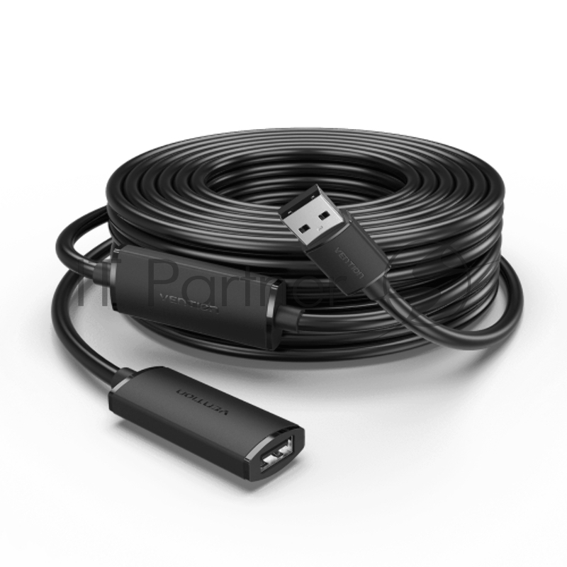 Активный кабель-удлинитель Vention USB 2.0 AM/AF с усилителем - 15м Черный
