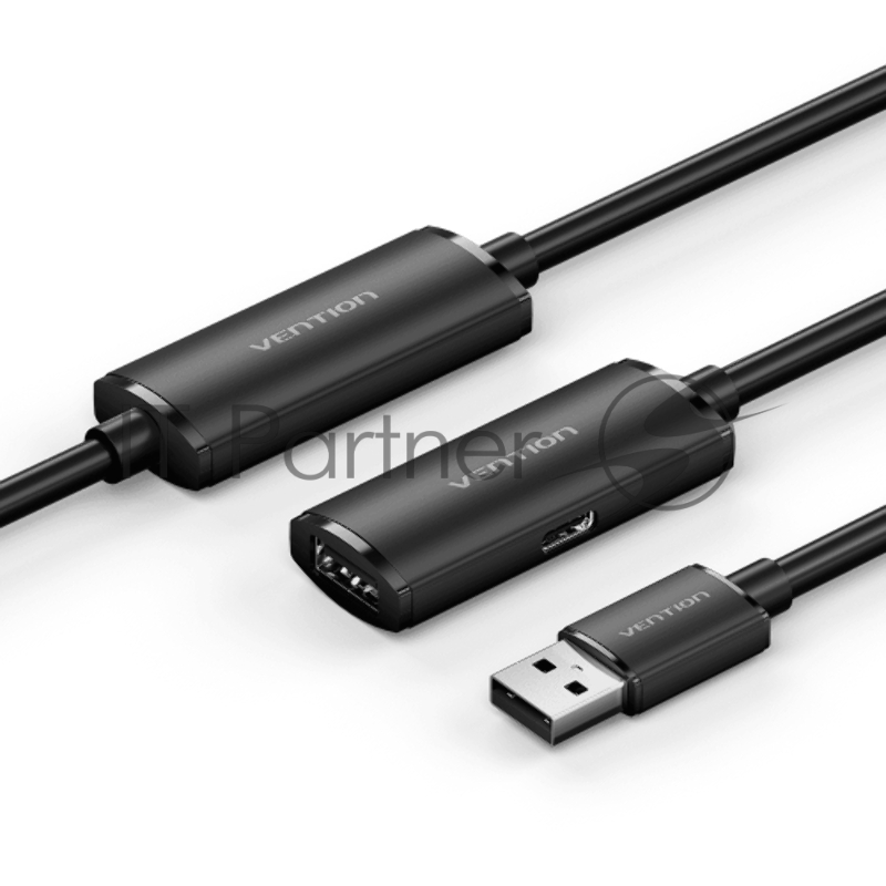 Активный кабель-удлинитель Vention USB 2.0 AM/AF с усилителем - 20м Черный