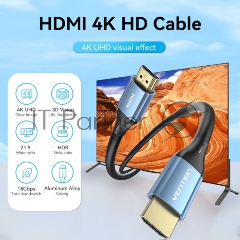 Кабель Vention HDMI High speed v2.0 with Ethernet 19M/19M - 15м