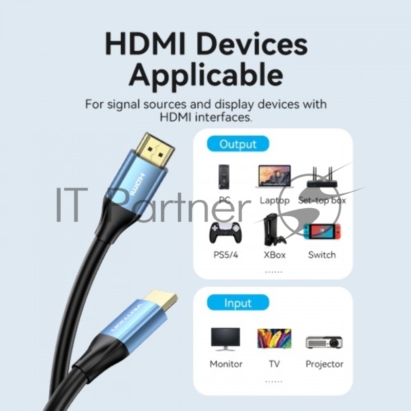Кабель Vention HDMI High speed v2.0 with Ethernet 19M/19M - 8м