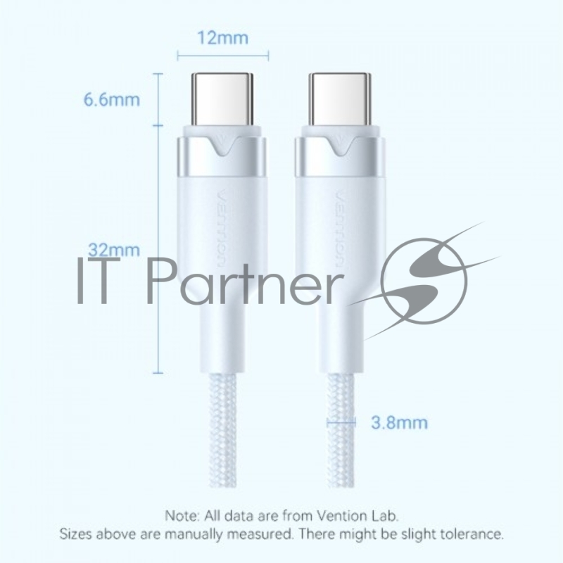Кабель Vention USB 2.0 CM/CM - 1м. Белый 3А PD60W