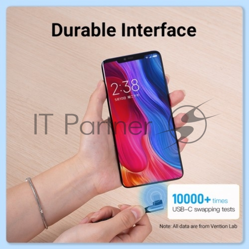 Кабель Vention USB 2.0 CM/CM угловой - 1м. Серый 5А PD100W