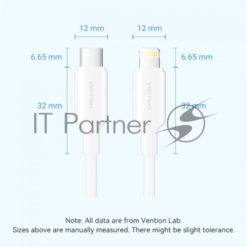 Кабель Vention USB 2.0 CM/Lightning 8M для iPad/iPhone 3A - 1м. Черный