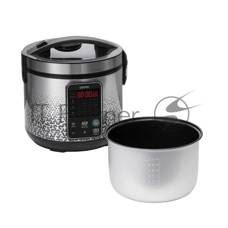 Мультиварка Centek CT-1499 (чёрный/сталь) 900Вт, 5.0л, 25 программ, мультиповар, антиприг. покрытие