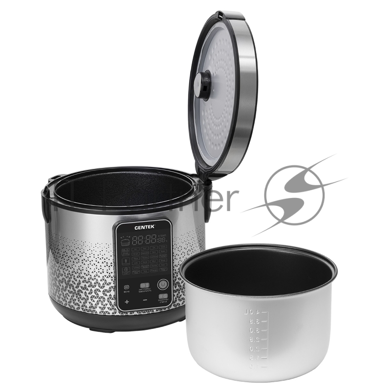 Мультиварка Centek CT-1499 (чёрный/сталь) 900Вт, 5.0л, 25 программ, мультиповар, антиприг. покрытие