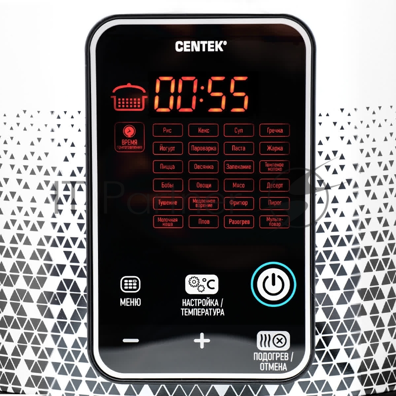 Мультиварка Centek CT-1499 (чёрный/сталь) 900Вт, 5.0л, 25 программ, мультиповар, антиприг. покрытие