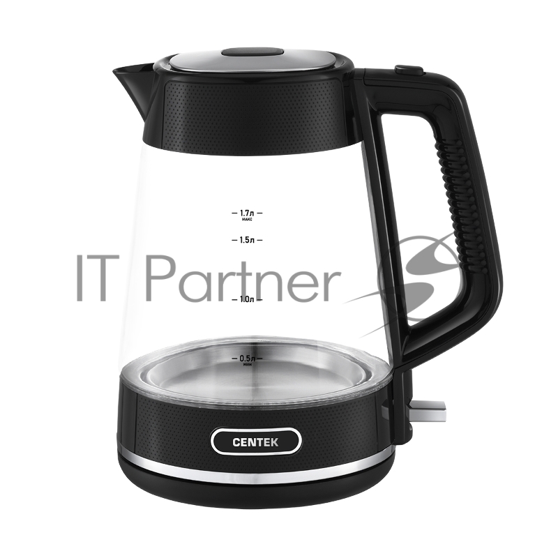 Чайник Centek CT-1014 (черный) стекло 1.7л, 2200Вт, LED, Защита от перегрева, STRIX контроллер