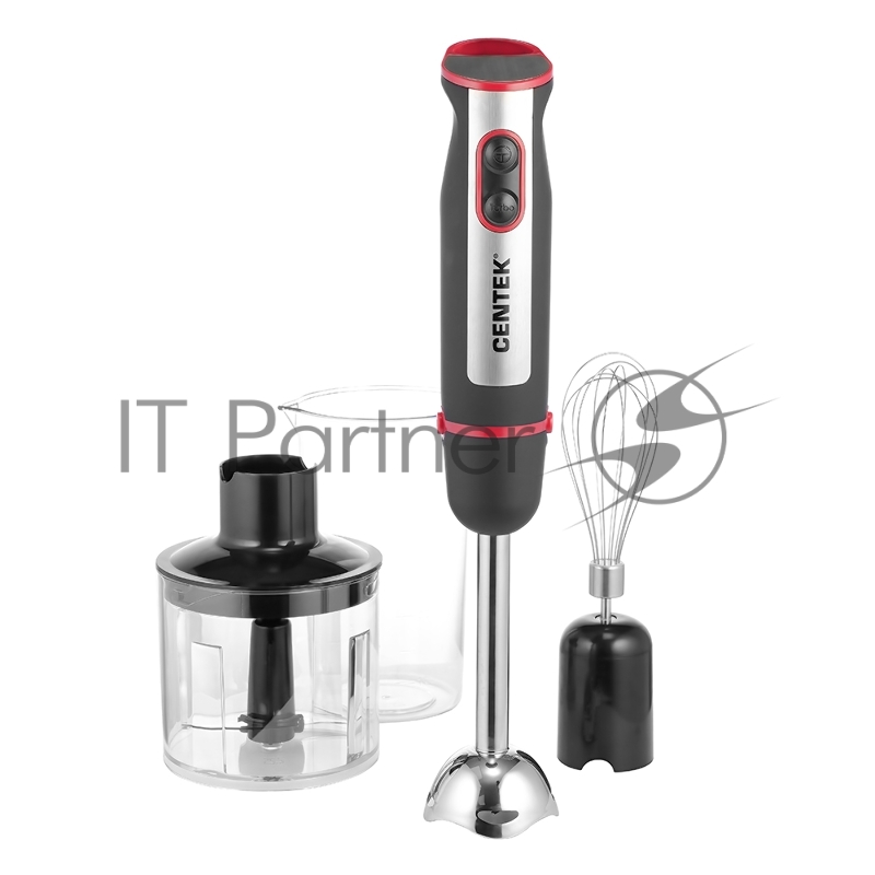 Блендер Centek CT-1319 (черный) 1000Вт, НАСАДКА СТАЛЬ, стакан 700мл, чоппер 500 мл, венчик