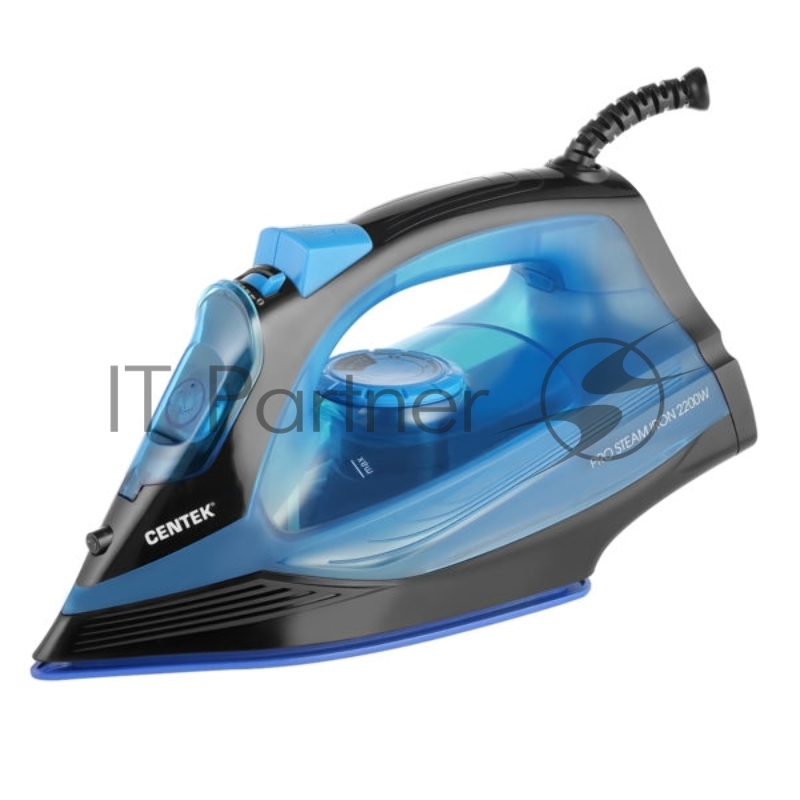 Утюг Centek CT-2351 BLUE (синий) 2200Вт, КЕРАМИЧЕСКАЯ подошва, 300 мл, паровой удар, самоочистка