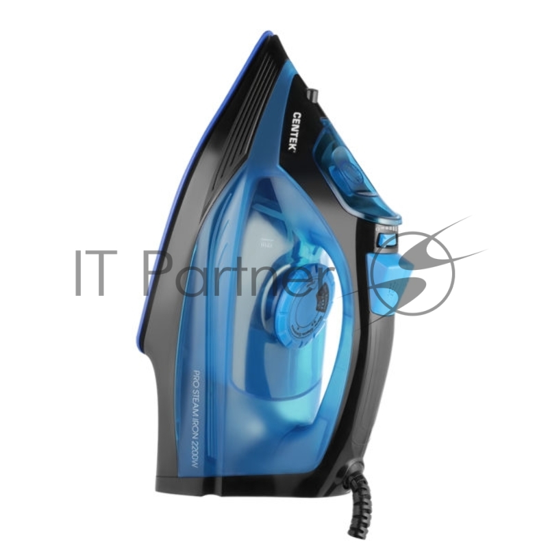 Утюг Centek CT-2351 BLUE (синий) 2200Вт, КЕРАМИЧЕСКАЯ подошва, 300 мл, паровой удар, самоочистка
