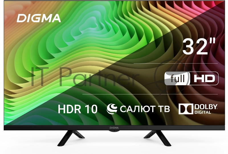 Телевизор LED Digma 32 DM-LED32SBB36 Салют ТВ Frameless Metal черный FULL HD 60Hz DVB-T DVB-T2 DVB-C DVB-S DVB-S2 USB WiFi Smart TV