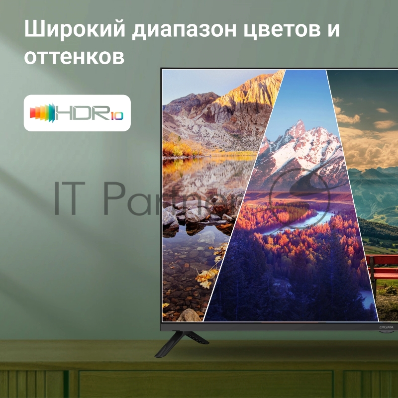 Телевизор LED Digma 43 DM-LED43SBB36 Салют ТВ Frameless Metal черный/черный FULL HD 60Hz DVB-T DVB-T2 DVB-C DVB-S DVB-S2 USB WiFi Smart TV
