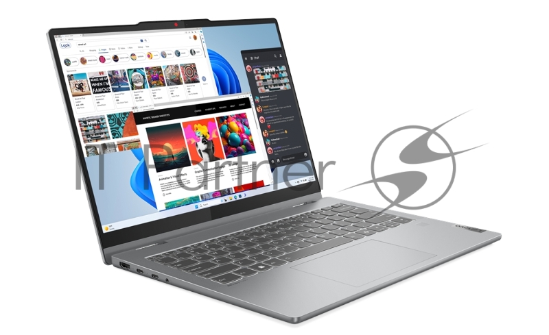 Ноутбук Lenovo IdeaPad 5 2-in-1 14AHP9 14(1920x1200 OLED)/Touch/AMD Ryzen 7 8845HS(3.8Ghz)/16384Mb/512SSDG Radeon 780M/Cam/BT/WiFi/57WHr/war 1y/1.5kg/luna grey/noOS + 65W, Pen, RU kbd