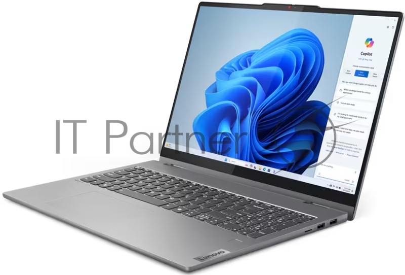 Ноутбук Lenovo IdeaPad 5 2-in-1 16AHP9 16(2048x1280 OLED)/Touch/AMD Ryzen 7 8845HS(3.8Ghz)/16384Mb/512SSDG Radeon 780M/Cam/BT/WiFi/57WHr/war 1y/1.9kg/luna grey/noOS + 65W, Pen, RU kbd