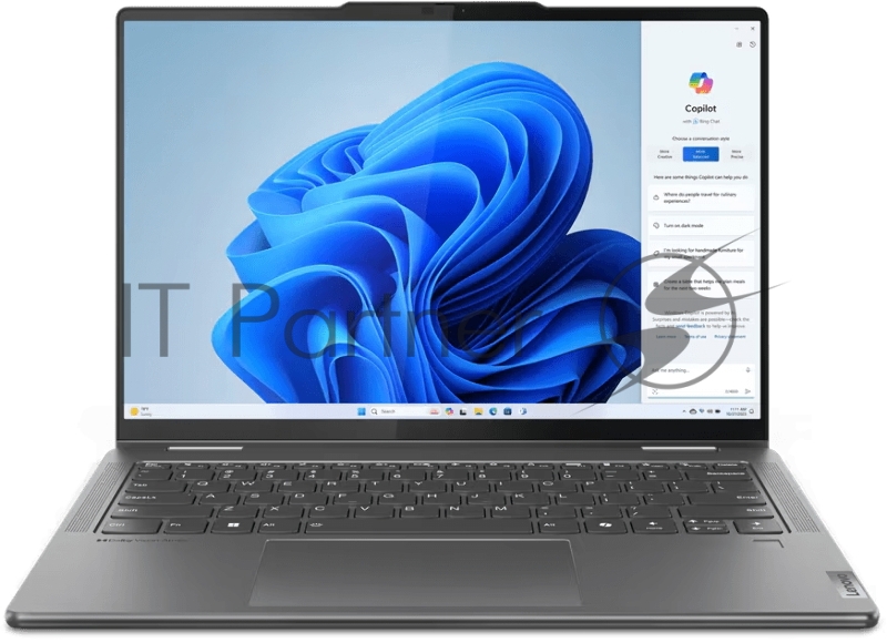 Ноутбук Lenovo Yoga 7 2-in-1 14AHP9 14(1920x1200 IPS)/Touch/AMD Ryzen 5 8640HS(3.5Ghz)/16384Mb/1024SSD Radeon 760M/Cam/BT/WiFi/71WHr/war 1y/1.61kg/storm grey/Win11Home + 65W, Pen, RU kbd