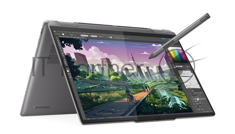 Ноутбук Lenovo Yoga 7 2-in-1 14AHP9 14(1920x1200 IPS)/Touch/AMD Ryzen 5 8640HS(3.5Ghz)/16384Mb/512SSDG Radeon 760M/Cam/BT/WiFi/71WHr/war 1y/1.61kg/storm grey/noOS + 65W, Pen, RU kbd