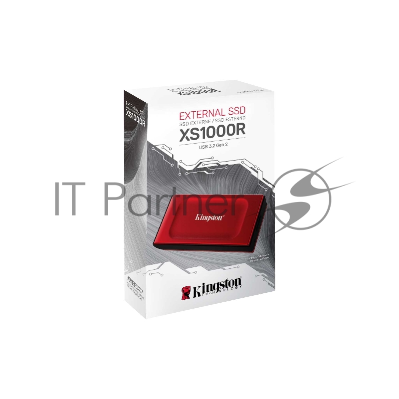 Твердотельный накопитель Kingston External SSD XS1000, 2000GB, Type-C/A, USB 3.2 Gen 2, R/W 1050/1000MB/s, 70x33x14mm, 29g., Red (5 лет)