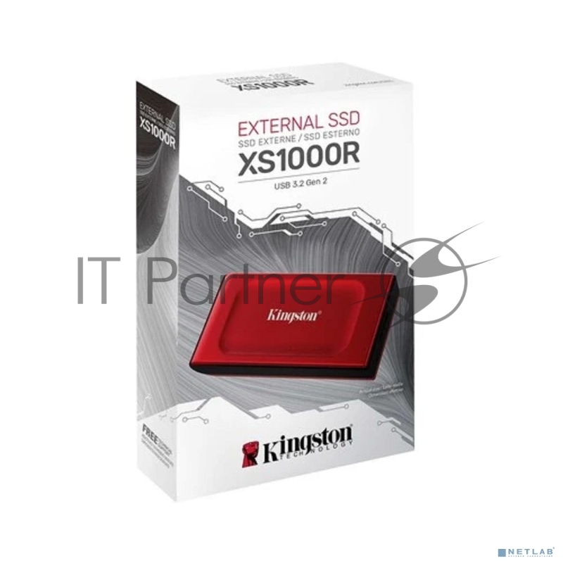 Твердотельный накопитель Kingston External SSD XS1000, 1000GB, Type-C/A, USB 3.2 Gen 2, R/W 1050/1000MB/s, 70x33x14mm, 29g., Red (5 лет)