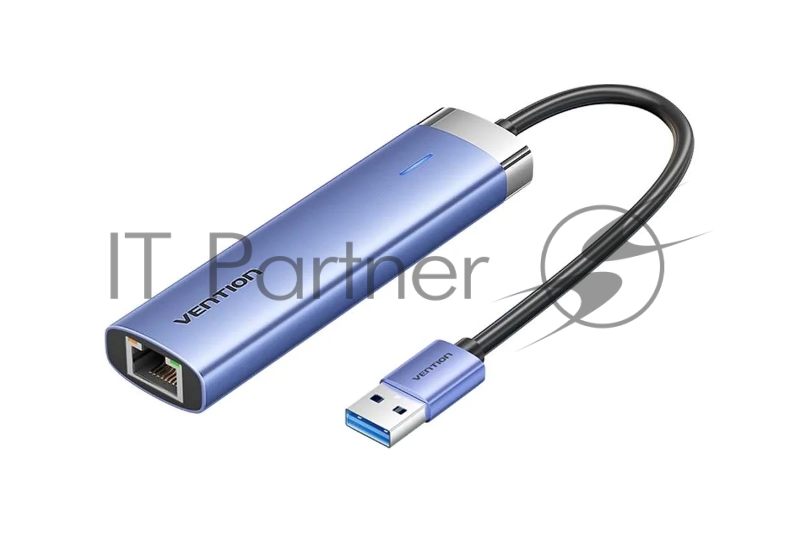 Сетевой адаптер Vention USB 3.0 M/Gigabit Ethernet RJ45+OTG хаб 3xUSB Синий - 0.15м.