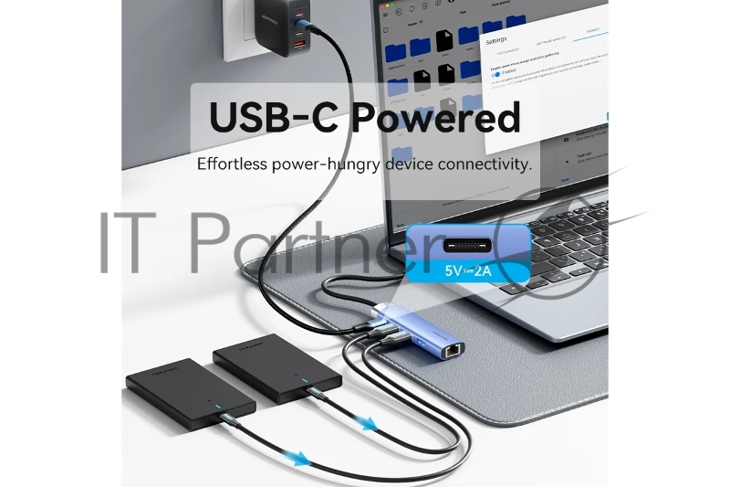 Сетевой адаптер Vention USB 3.0 M/Gigabit Ethernet RJ45+OTG хаб 3xUSB Синий - 0.15м.