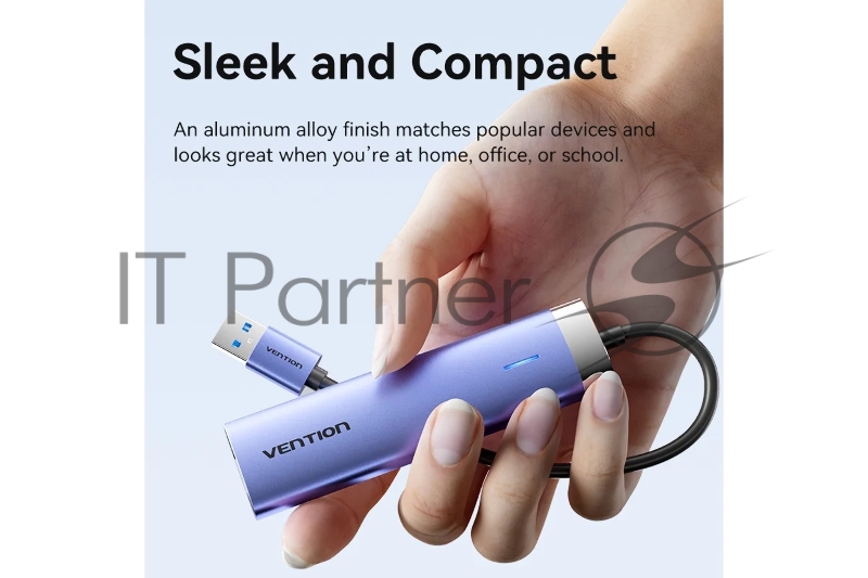 Сетевой адаптер Vention USB 3.0 M/Gigabit Ethernet RJ45+OTG хаб 3xUSB Синий - 0.15м.
