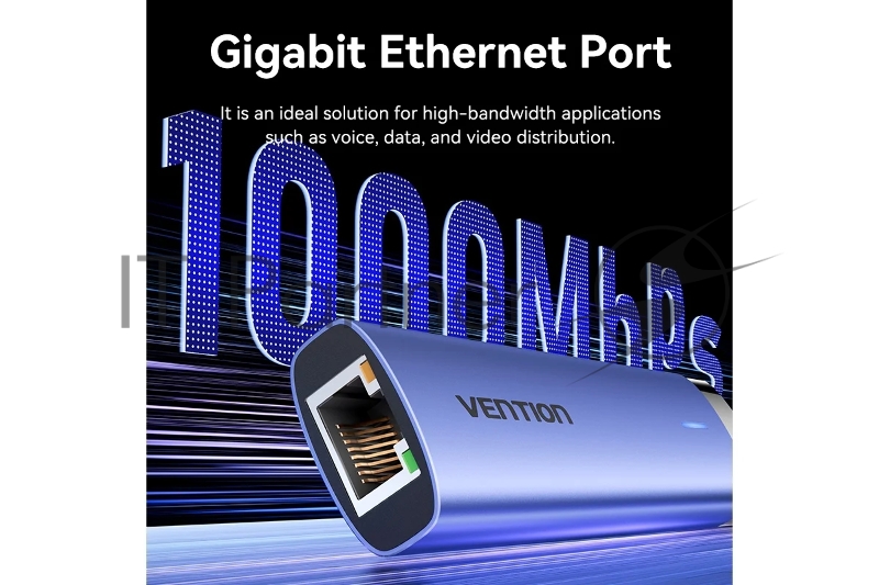Сетевой адаптер Vention USB 3.0 M/Gigabit Ethernet RJ45+OTG хаб 3xUSB Синий - 0.15м.